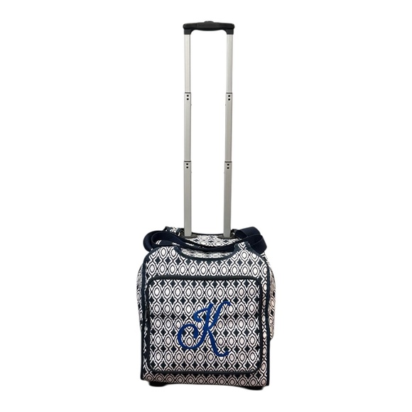 Thirty One Away We Go Roller Bag In Navy Perfect Pendant Carry On Initial K - Picture 6 of 11